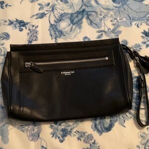 Coach Black Leather Clutch with Wrist Strap